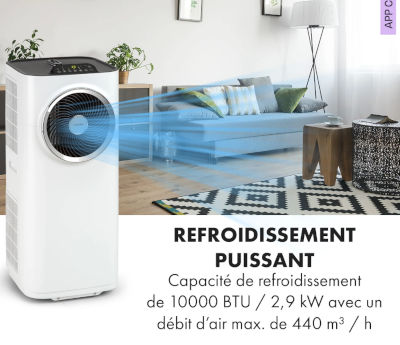 Performance de refroidissement et ventilation Klarstein Kraftwerk Smart